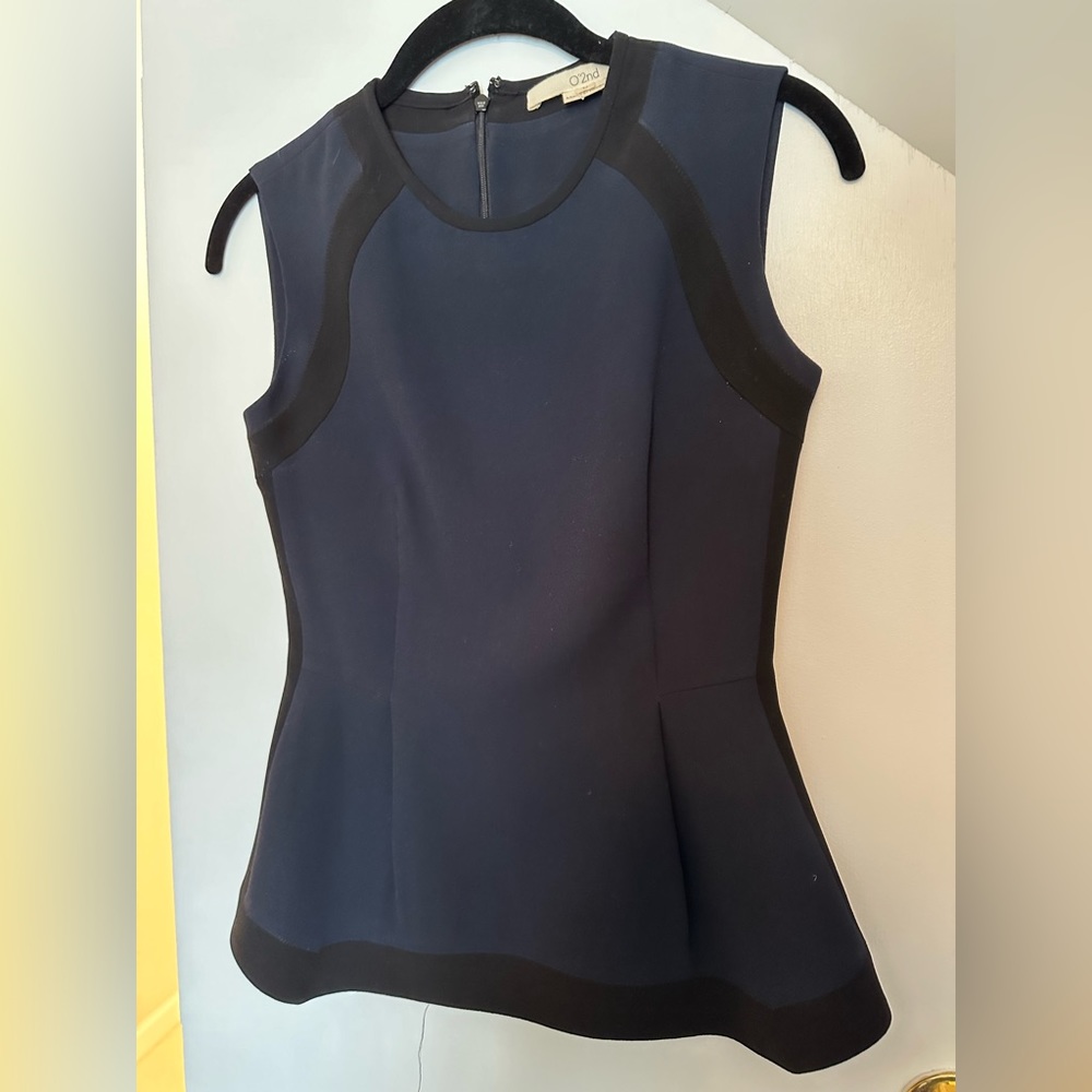 O’2nd Fitted Navy Structured Peplum Top - Size 0 - image 1
